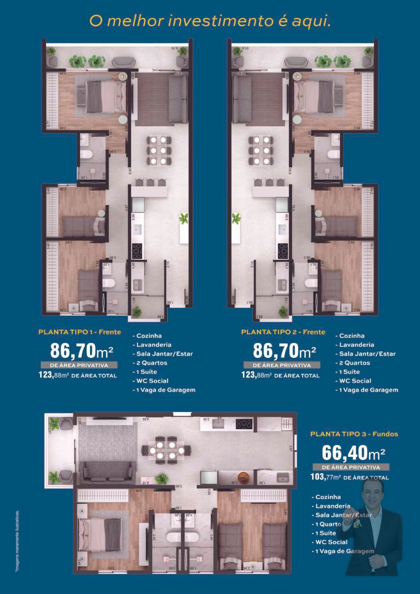 Apartamento à venda - 66.4m² - 2 Quartos - Zona III — foto 2